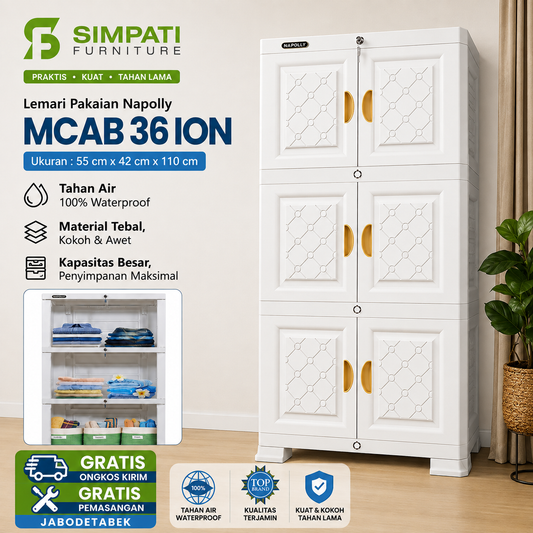 Lemari Plastik 3 Susun 6 Pintu MCAB 36 ION